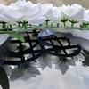 Украшение на капот свадебной машины в форме сердца с дизайном крыльев ангела – 2 искусственных цветка для зеркал заднего вида, белые тюлевые ленты и набор наклеек «Just Married»