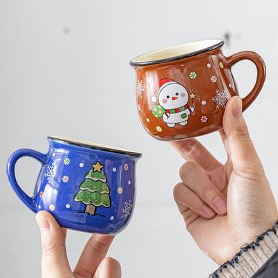 Керамическая рождественская кружка Мультяшный снеговик Рождественская елка Чашка для мусса Чашка для кофе Домашняя выпечка Десерт Завтрак Кружка для молока на Рождество