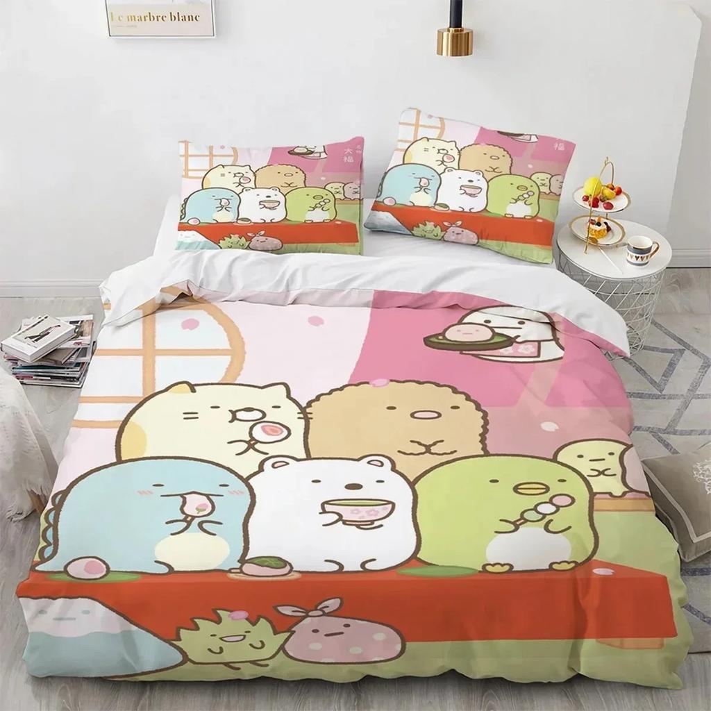Японский мультфильм Sumikko Gurashi Аниме Постельное белье Каваий Милый Sumikkogurashis Пододеяльник Покрывало Наволочка Квин Кинг