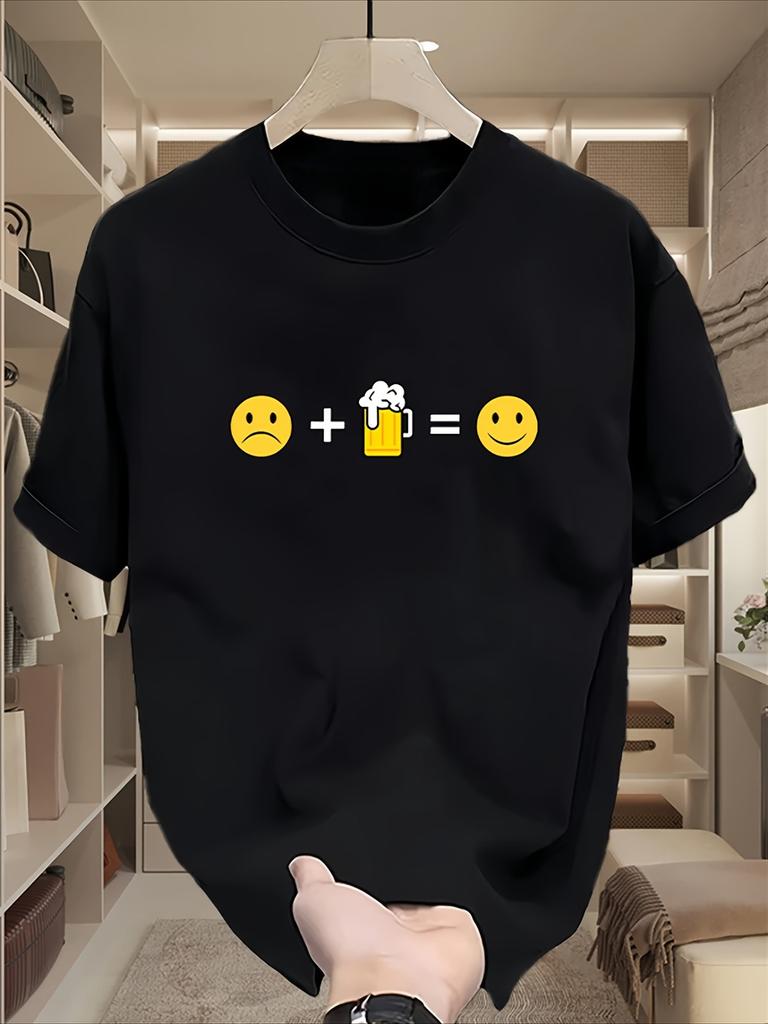 Trendy Printed Short Sleeved Tshirt for Men Summer Pure Cotton Korean Version Japanese Printed Versatile Top for Men