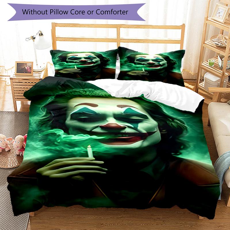 3pcs Joker character pattern bedding set duvet cover set includes duvet cover &pillowcases, perfect all season bedroom decoration & gift