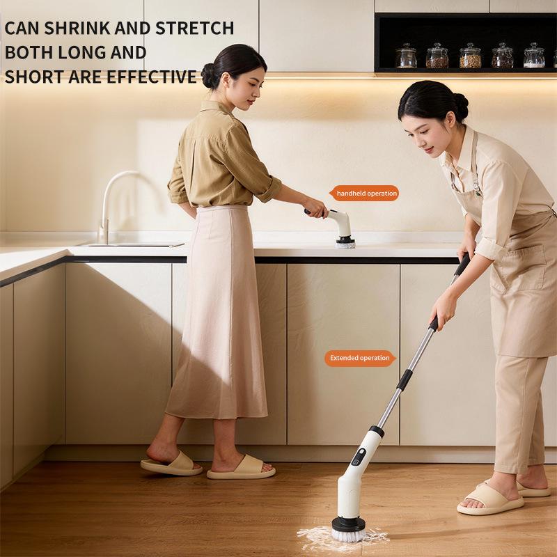 Multi-Functional Electric Cleaning Brush for Kitchen & Bathroom with Telescopic Handle and Digital Display