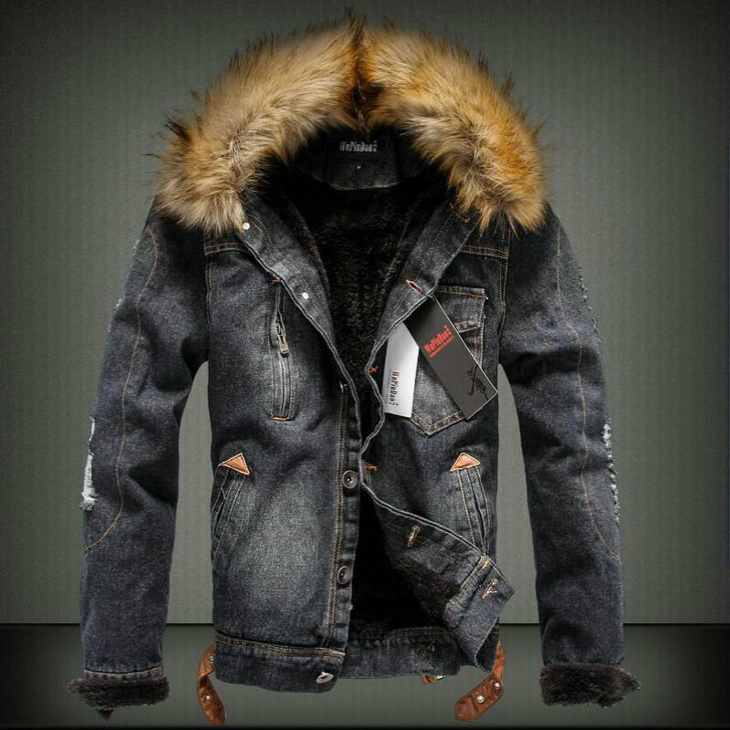 Winter Influx of Men Casual Denim Jacket Winter Thick Denim Jacket