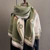 Womens Winter Warm Faux Cashmere Scarf With Floral Print Soft Knit Neck Wrap Office Casual Wear