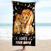 1PC Custom Name Lion Family Night Sky Beach Towel Highly Absorbent And Sand-Resistant Towel for Swimming, Pool, Yoga, And Travel Lightweight