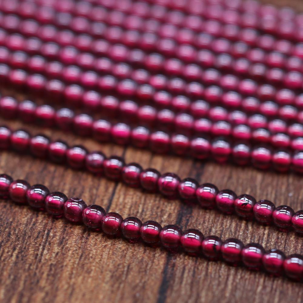 Бусины из натурального камня граната 2/3/4/мм круглые гладкие бусины для изготовления ювелирных изделий своими руками серьги браслет ожерелье аксессуары