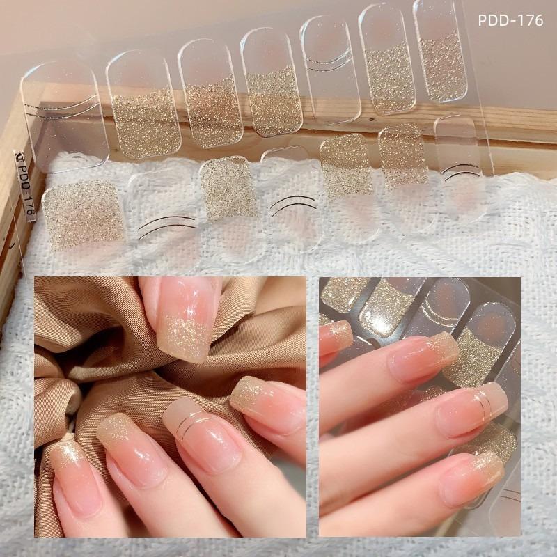 60 стилей DIY полуотвержденные гелевые наклейки для ногтей долговечные однотонные свежие цветы весной полоски для ногтей патч-слайдер наклейка с полным покрытием