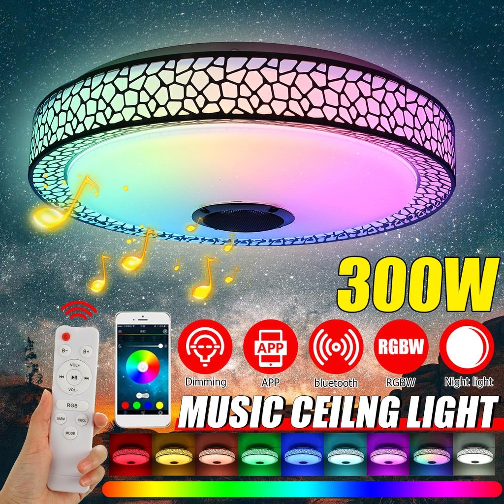 Современный RGB Диммируемый Светодиодный Потолочный Светильник Пульт ДУ Управление через Приложение Bluetooth Динамик Музыкальный Светильник 100-265В Спальня Дом Умный Потолочный Светильник 300Вт