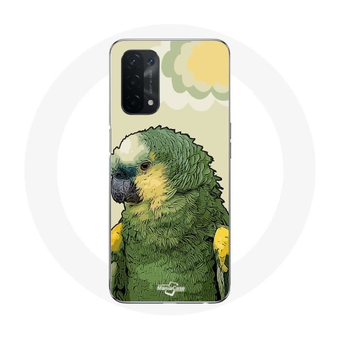 Coque - MANIACASE - Oppo A74 5G - Souple - Vert - Perroquets