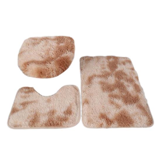 3Pcs/Set Bathroom Rug Absorbent Non Slip Floor Mat U-Shaped Plush Mat Toilet Lid Cover Mat with Rubber Backing for Bathroom Shower Toilet