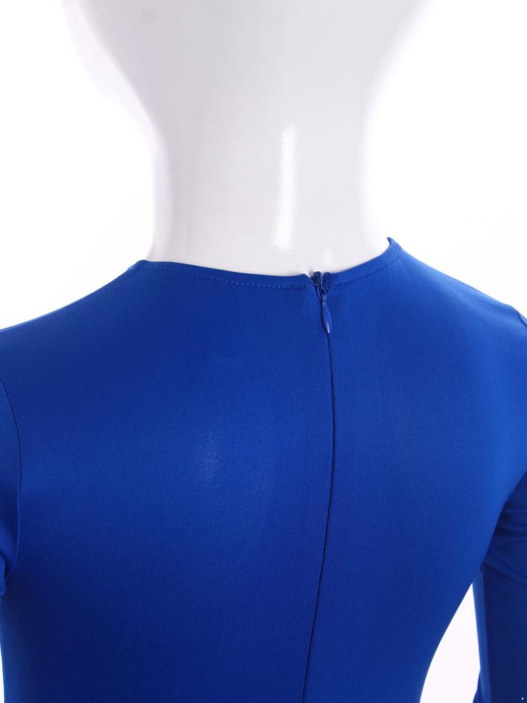 Girls Praise Dance Bodysuit Metallic Color Block Design Patchwork Irregular Drape Wide Leg Jumpsuit