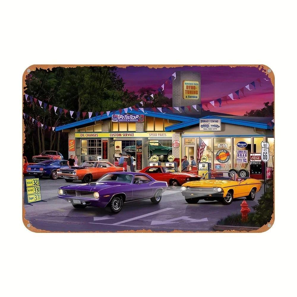 Garage Bar Metal Wall Sign, Auto Interior Decor Plaque 20x30cm
