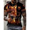 Wolf Print Men's Short Sleeves T-shirt Men's Fashion Personality Street Casual Summer Short Sleeves