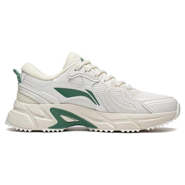 Кроссовки Li Ning Shiguang из искусственной кожи в стиле ретро с нескользящей износостойкой дышащей тканью и низким верхом для бега для женщин ARXT008-4