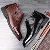 Новые осенние и зимние мужские кожаные ботинки с высоким берцем, нескользящая водонепроницаемая бархатная теплая толстая мужская деловая кожаная обувь