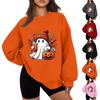 Женская повседневная мода Хэллоуин принт длинный рукав круглый вырез толстовки пуловер топ