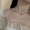 Artificial Pearl Necklace Butterfly Pendant Elegant Temperament Female Choker Clavicle Chain