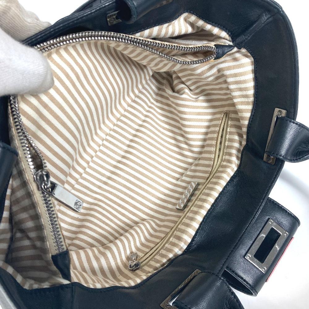 LOEWE Logo Anag Lamb Hand Bag Shoulder Bag Tote Bag Leather Black/White