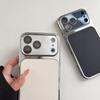 Лазерный защитный чехол с узором личи для iPhone 17 16 15 14 13 Pro Max Матовая plating рамка Противоударный чехол