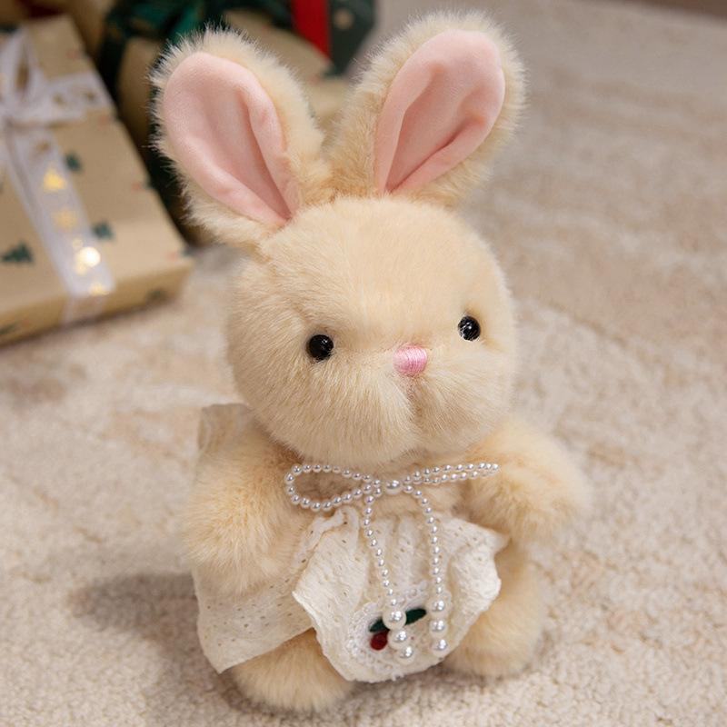 Милая плюшевая игрушка-маленький кролик в сидячей позе, кукла-кролик в цветочном платье, кукла для игрового автомата, подарок на день рождения для девочки