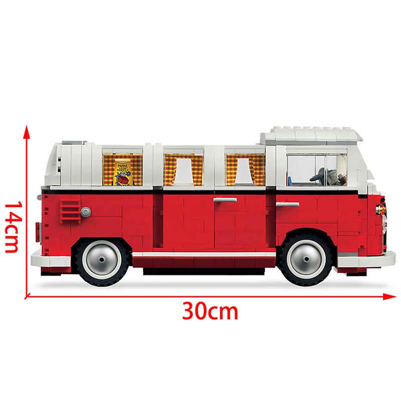 PCS Technical T1 Camper Van Bus Car Model Building Blocks Fit MOC 10220 Set Vehicle Assemble Bricks Toys For Boys Girl Gifts
