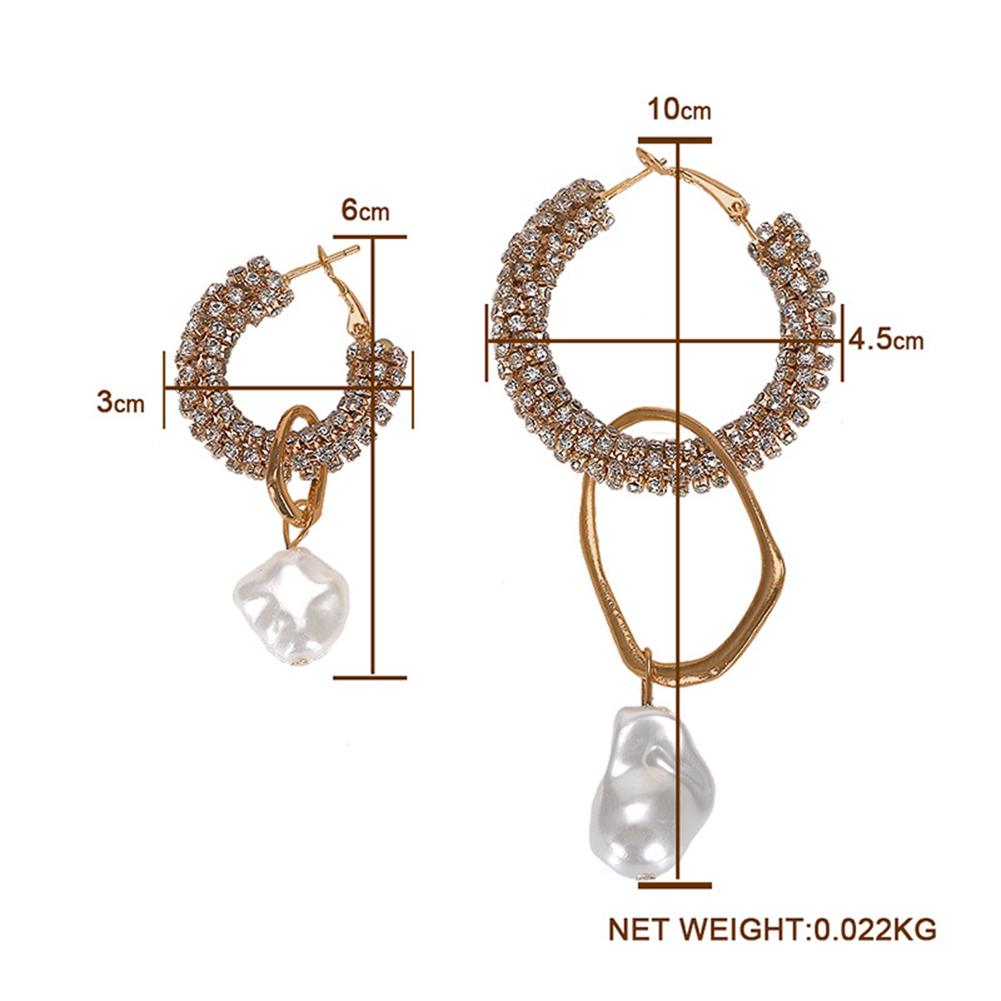 Super Flash Full Asymmetric Circle Earrings Pearl Drop Earrings for Nightclub
