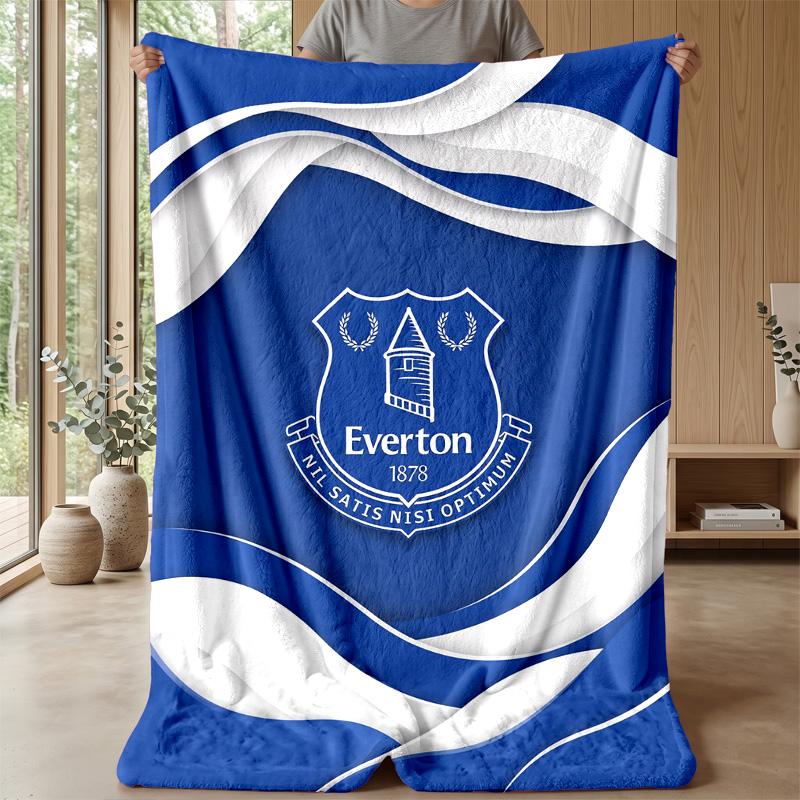 Everton Football Print Flannel Blanket, Soft Warm Lightweight Throw Blanket for Sofa Bed Camping