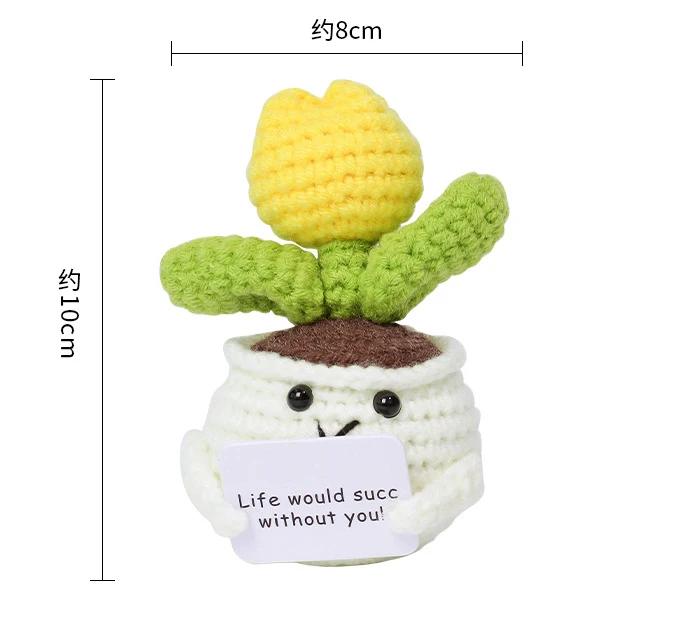 Mini Animal Crochet Potted Cute Handwoven Cartoon Flowers Creative Hand-knitted Car Home Desktop Shelf Decor Items Gift