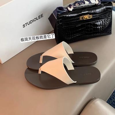 Найди второй волосок! Виноградная мать та же обувь итальянская мода универсальные простые треугольный носок плоские шлепанцы женские летние