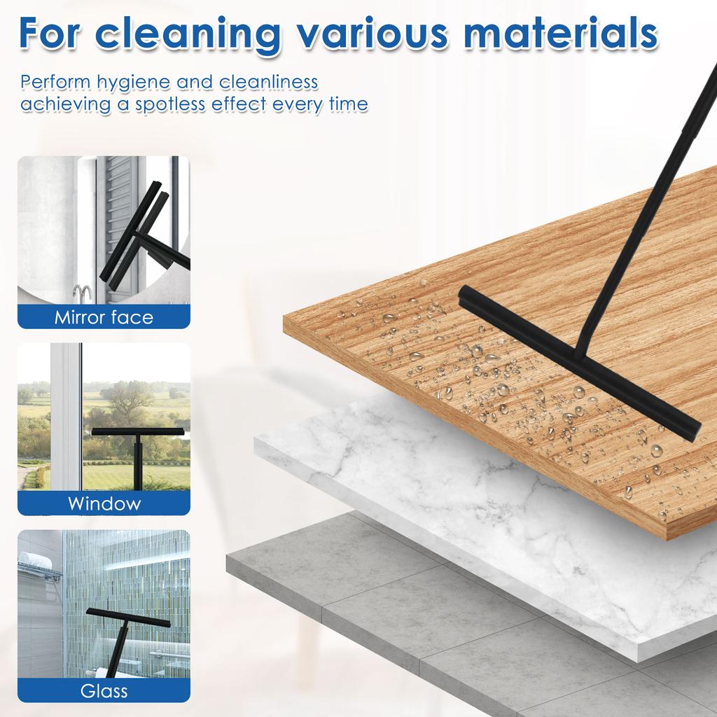 97 см телескопический скребок для душа из нержавеющей стали силиконовый скребок для чистки стеклянных дверей с крючками для мытья окон и полов в доме