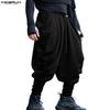 Men Drawstring Elastic Waist Ruffled Gothic Casual Long Harem Pants Trousers