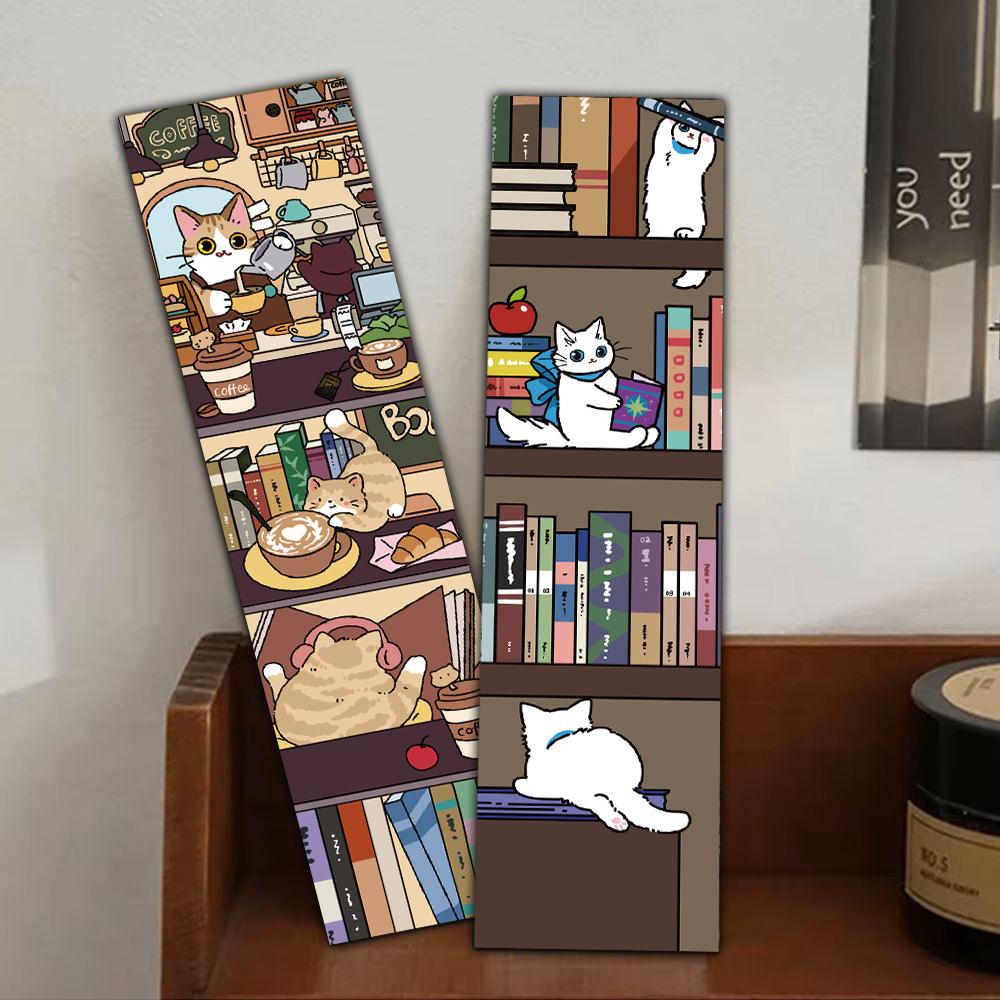 30PCS Cats and Bookshelves Bookmarks Cartoon Graffiti Reading Book Office Stationary Gifts Students Scrapbooking Bookmarks
