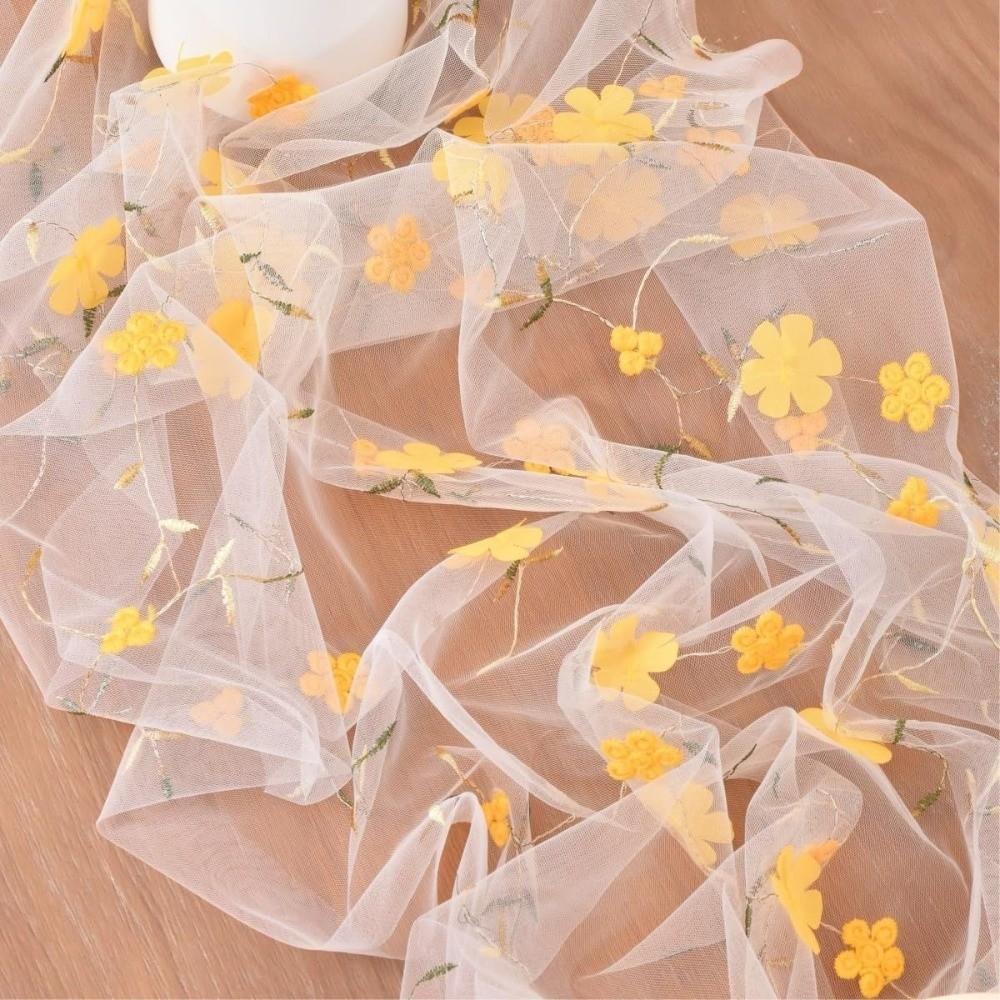 Semi-Transparent Tulle Table Runner Romantic Gauze Table Flag Countryside Party