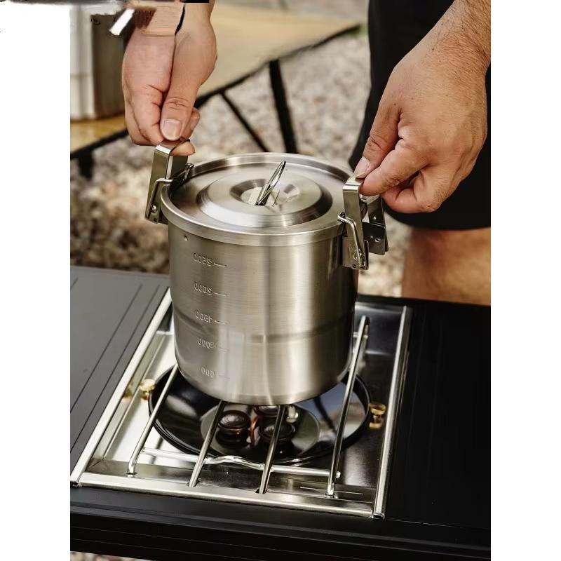 Portable 3L 304 Stainless Steel Camping Cookware Set - Hanging Pots for Outdoor Picnic & Travel Use