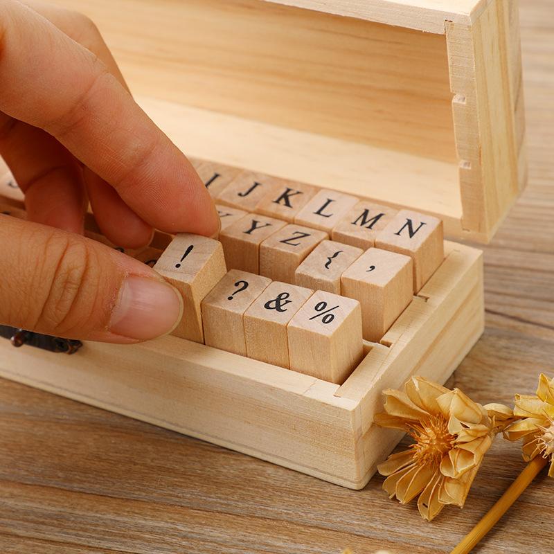 42 шт. деревянные уплотнения «сделай сам» с коробкой для хранения и мини-печати с символами для ручного изготовления карточек журнала, скрапбук, детские картины