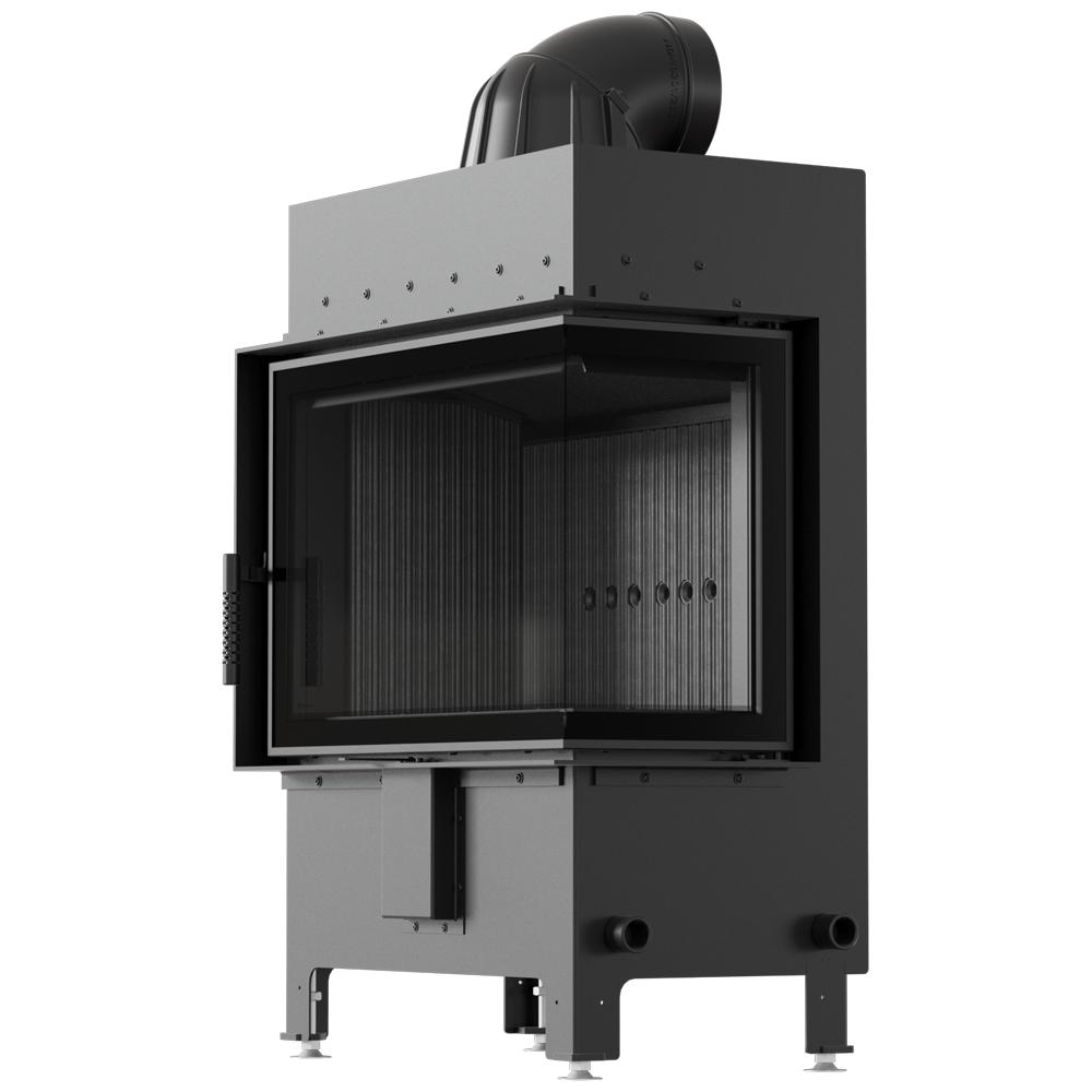 Steel fireplace KRATKI LUCY right 12 kW Ø 200 black thermotec