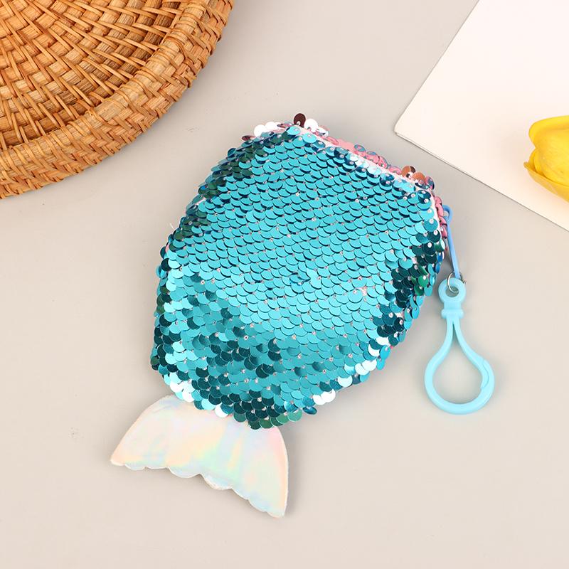 Lovely Sequined Mermaid Tail Coin Purse Cute Small Wallet Money Change Pouch Earphone Storage Bags For Children Gifts