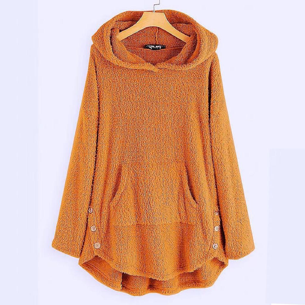 Женская мода и зима однотонный длинный рукав с капюшоном флисовый свитер