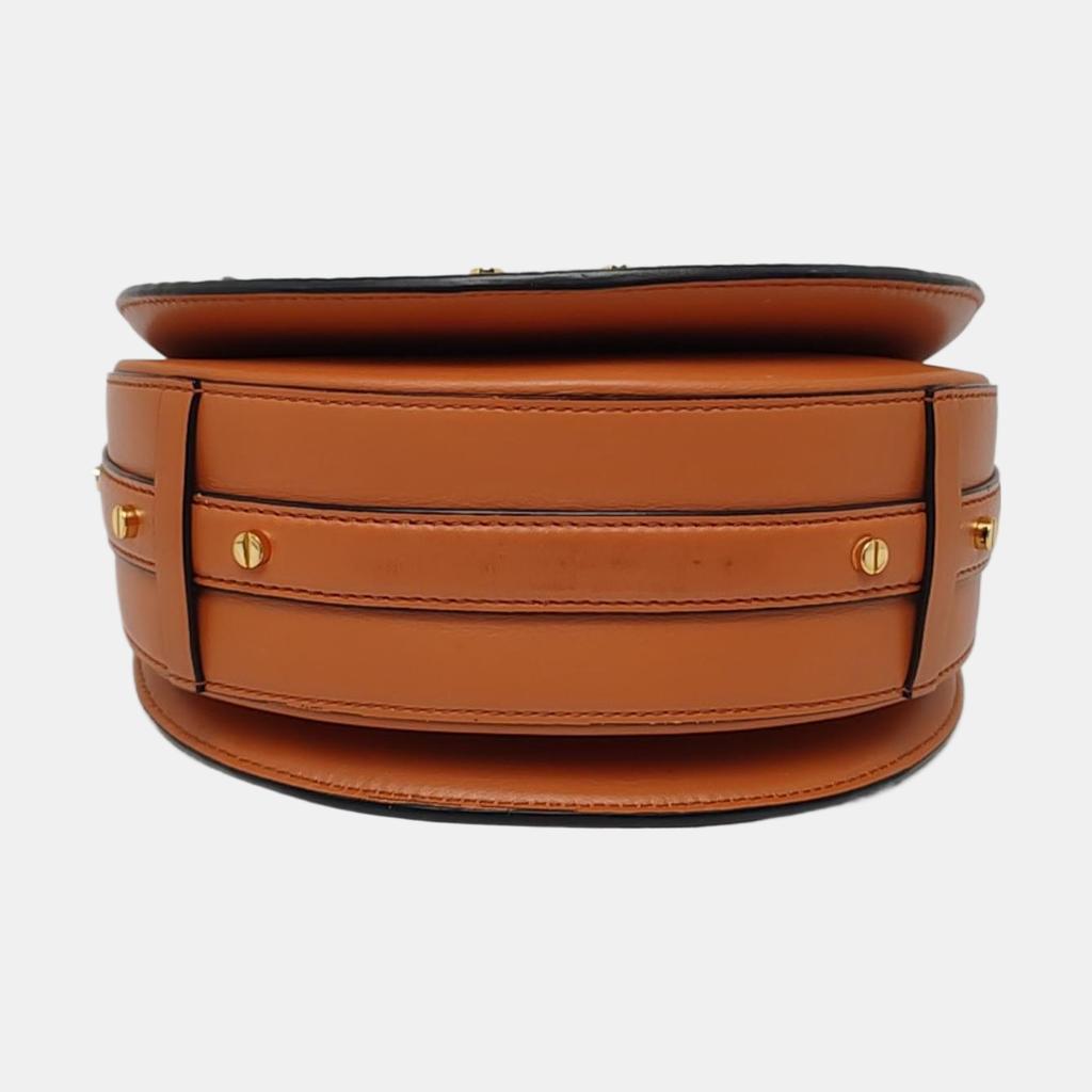 [Pre-Owned] Patricia Visetos Letter Logo Leather Saddle Bag - Very Good #KRTW1D