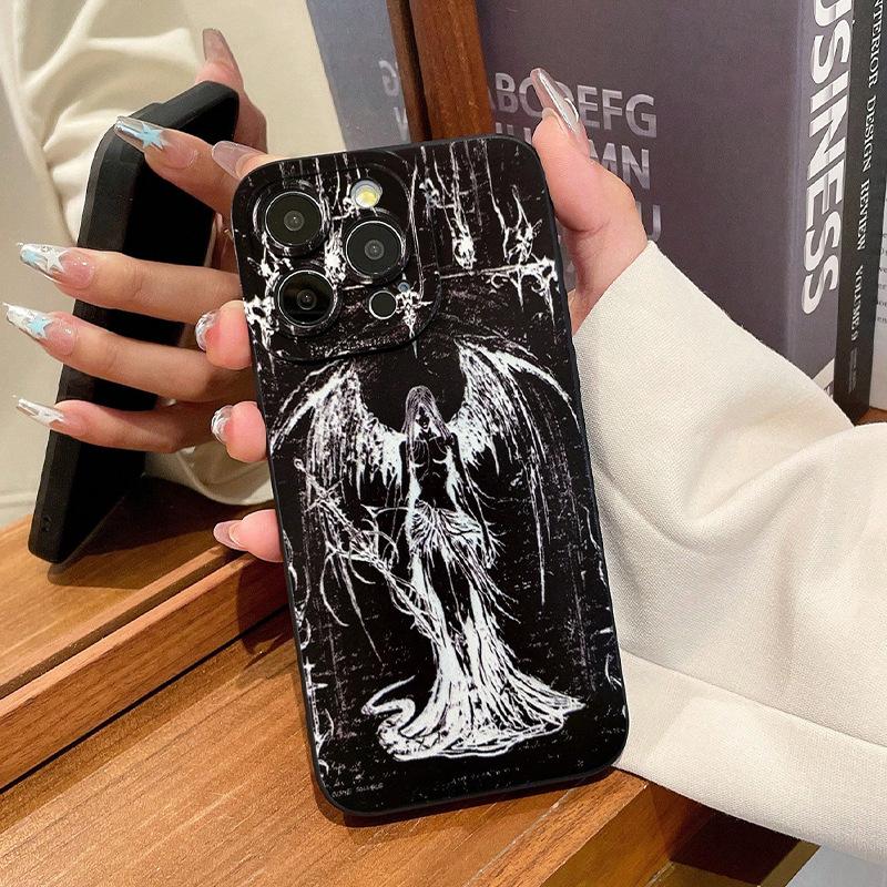 Панк-черный ангел графический чехол для телефона для iPhone 16 15 14 13 12 11 x XR Xs SE2 SE 8 7 plus pro Max mini силиконовая задняя крышка