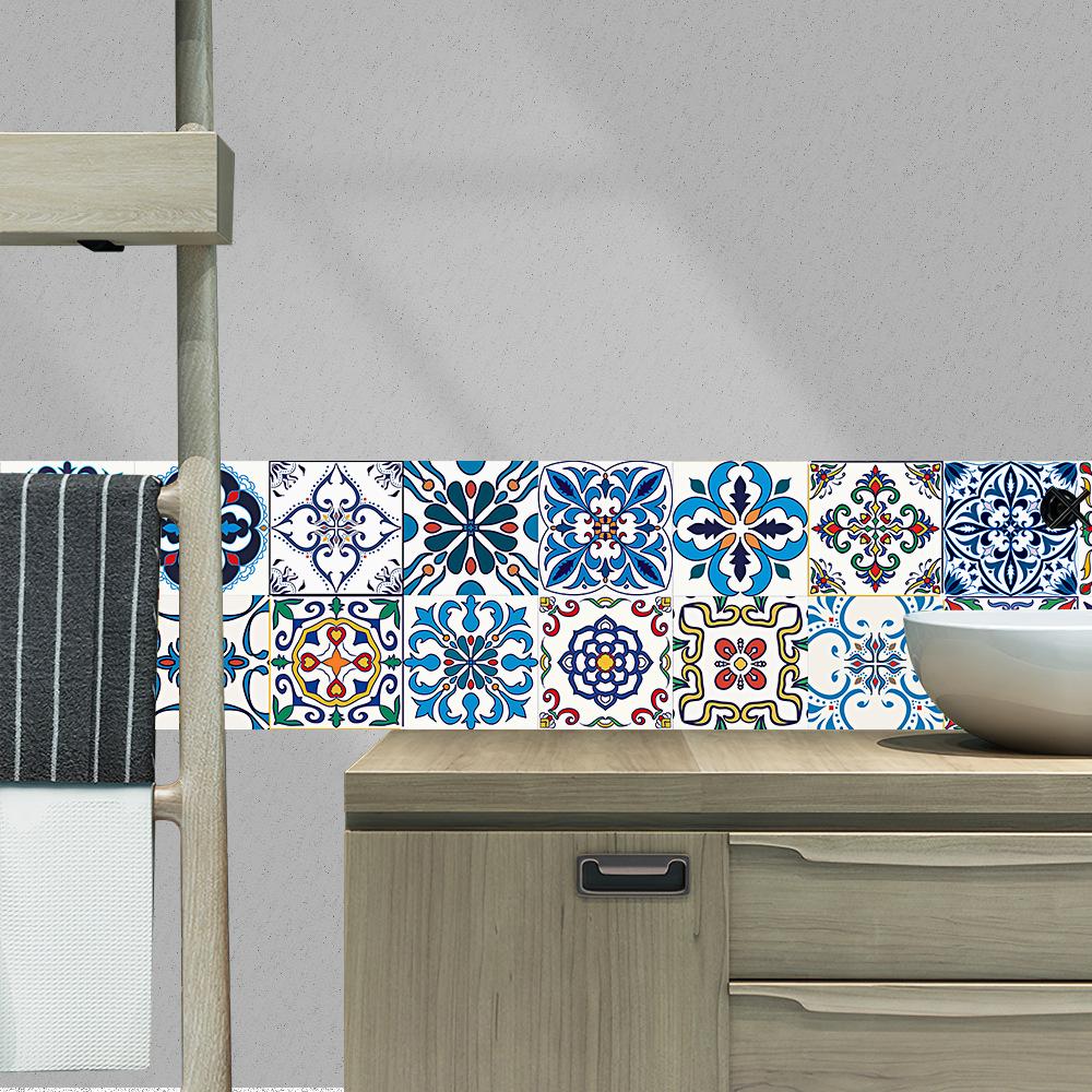 20 шт., наклейка на плитку в богемном стиле, кухонный щиток, шкаф, стол, ремонт ванной комнаты, средиземноморская наклейка на стену, художественные наклейки на стену