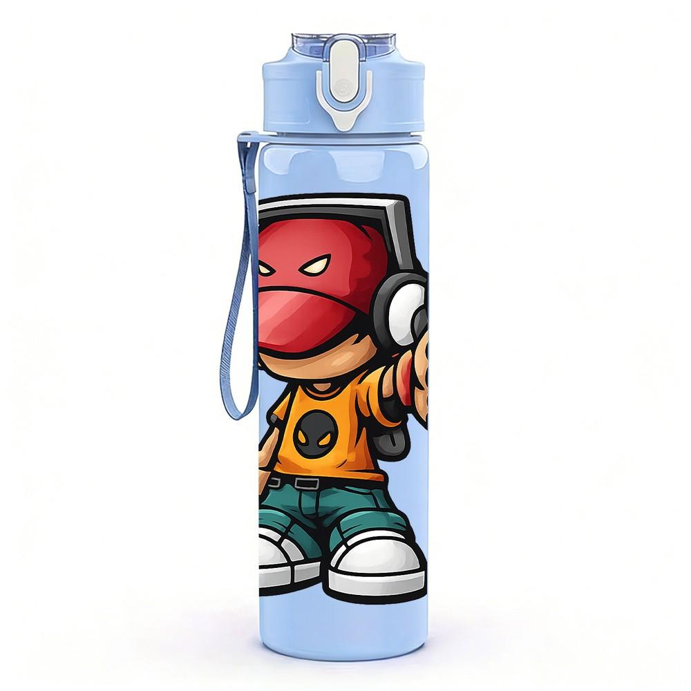 1PC Cap Boy Thumbs Up 750ml Color Plastic Sports Water Bottle Leakproof Flip Straw Lid Suitable for Sports Office Home Use