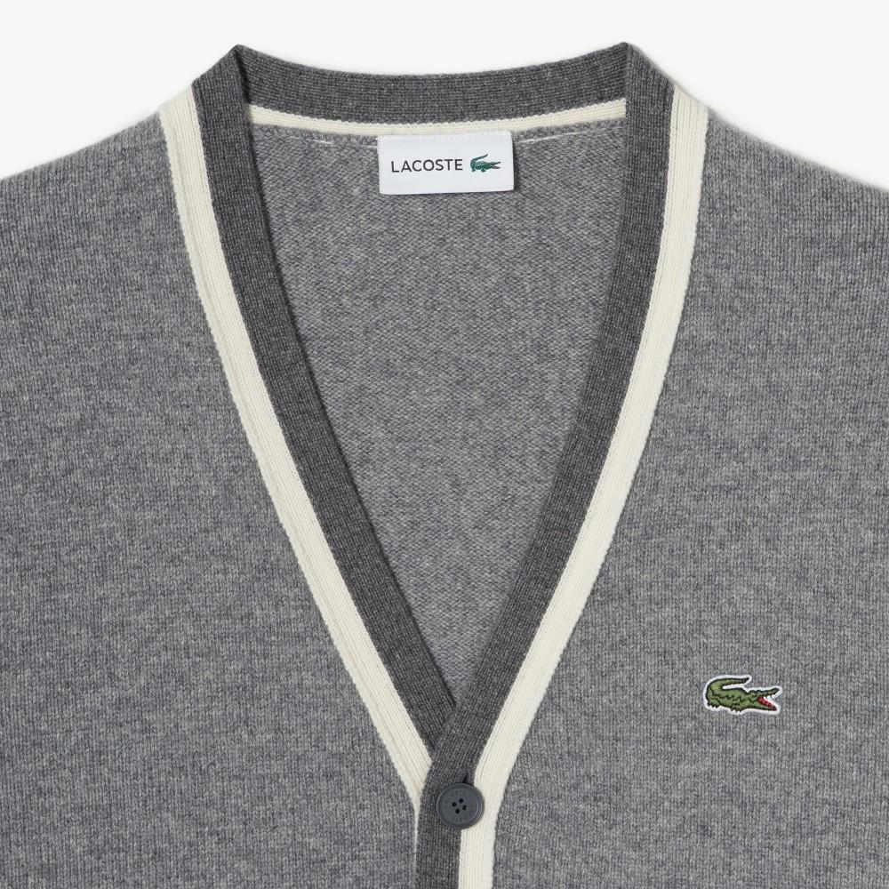 [Lacoste] Men's V-Neck Wool Cardigan AH660E-55NCCA