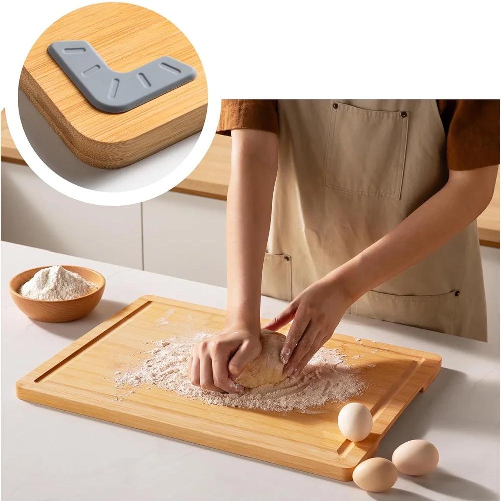 Нескользящая бамбуковая разделочная доска с желобком для сока Большая прямоугольная разделочная доска Экологичный прочный кухонный инструмент для подготовки с