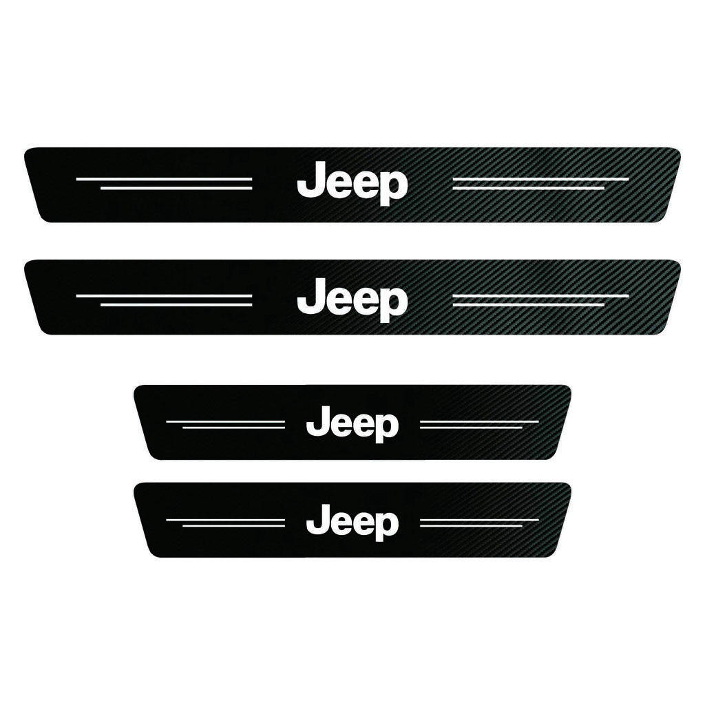 High-quality Carbon Fiber Car Door Sill Protector Sticker For Jeep Wrangler Grand Cherokee Compass Wagoneer Gladiator Avenger XJ ALW1