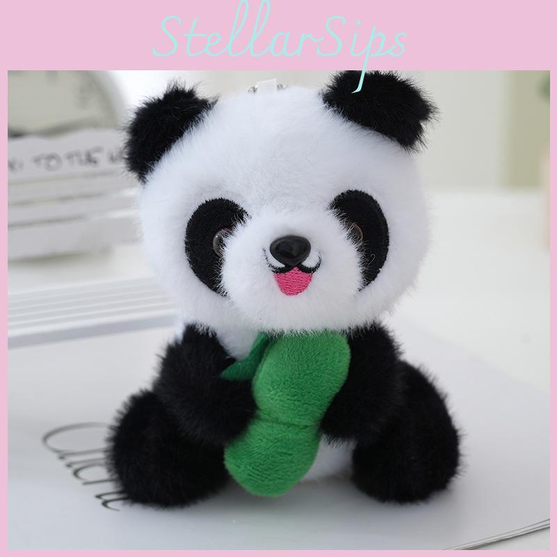 Cute Panda Stuffed Toy Pendant With Plush Fabric For Bags Or Keys