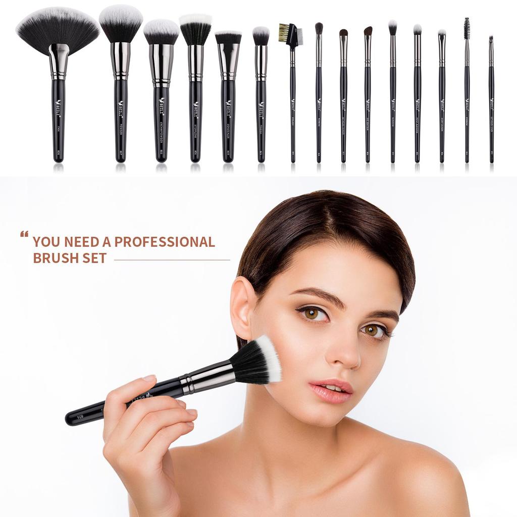 BEILI Профессиональный набор кистей для макияжа, 25/15 шт., премиальная синтетическая основа кабуки, пудра для лица, румяна, консилеры, тени для век, набор кистей для макияжа