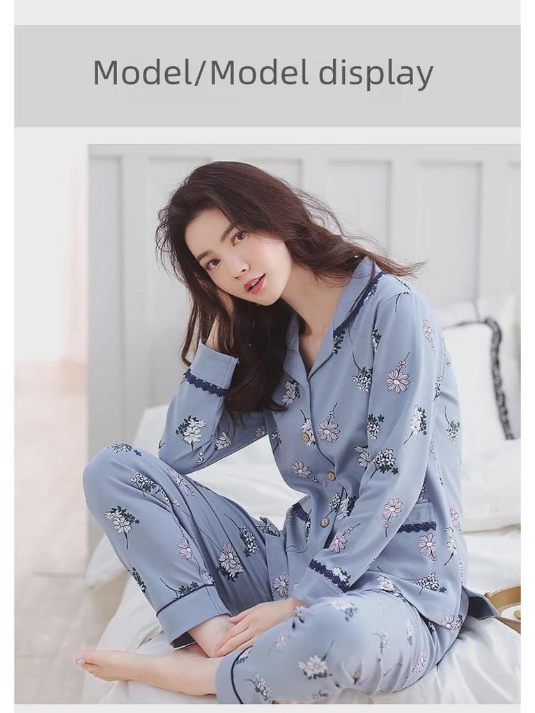 Женская пижама больших размеров с длинным рукавом: 100% хлопок для весны, осени, лета, зимы и одежды для беременных
