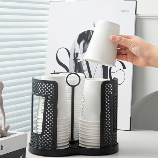 Держатель для бумажных стаканчиков, вращающийся поднос, диспенсер для хранения стаканчиков с 3 отделениями, пластиковый органайзер для кофейных стаканчиков для столешниц, кухонный кофе