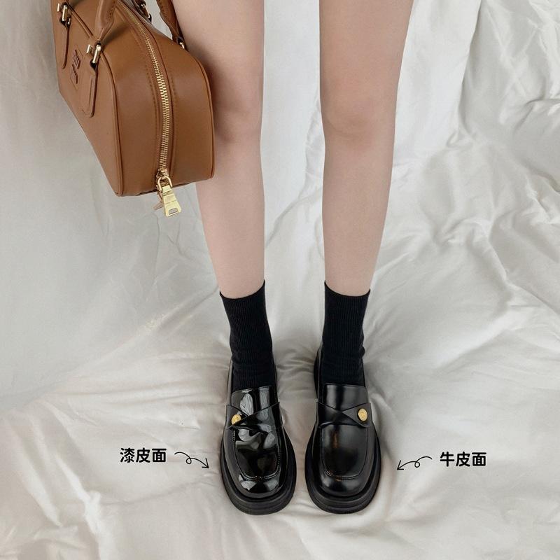 [sheii Su Yinyin] Ограниченное по времени предложение~ маленькие золотые монетки на толстой подошве, на толстом каблуке, ленивые бархатные лоферы, женские маленькие кожаные туфли